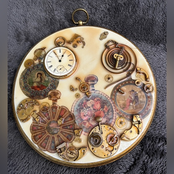 Mixed Media Watch Parts Collage 3D Laminated